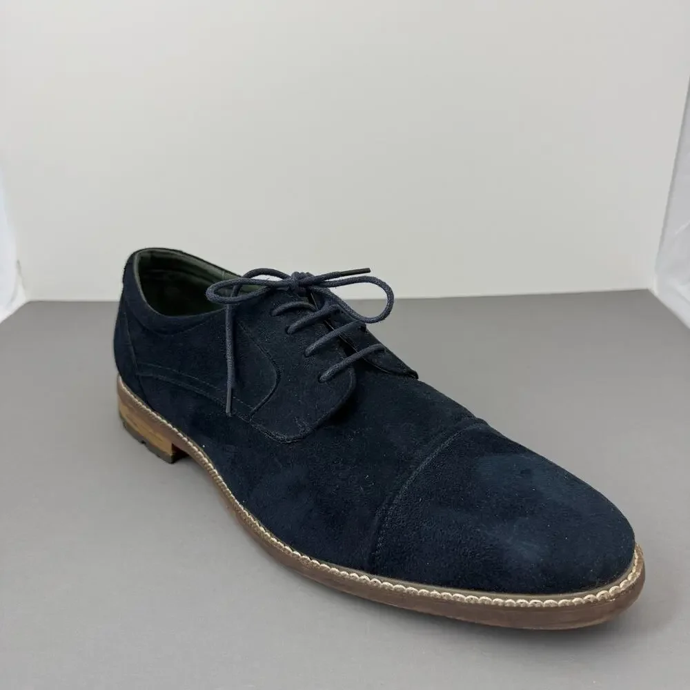 Todd Welsh Cap Toe Derby Shoes Mens 12 M Faux Suede Navy Blue B991367
